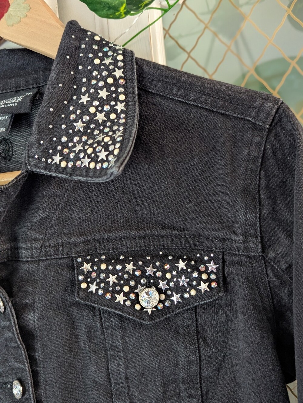 💎✨Celestial Swarovski Crystal Sparkling Star Fairycore Embellished Denim Jacket - Picture 8 of 14